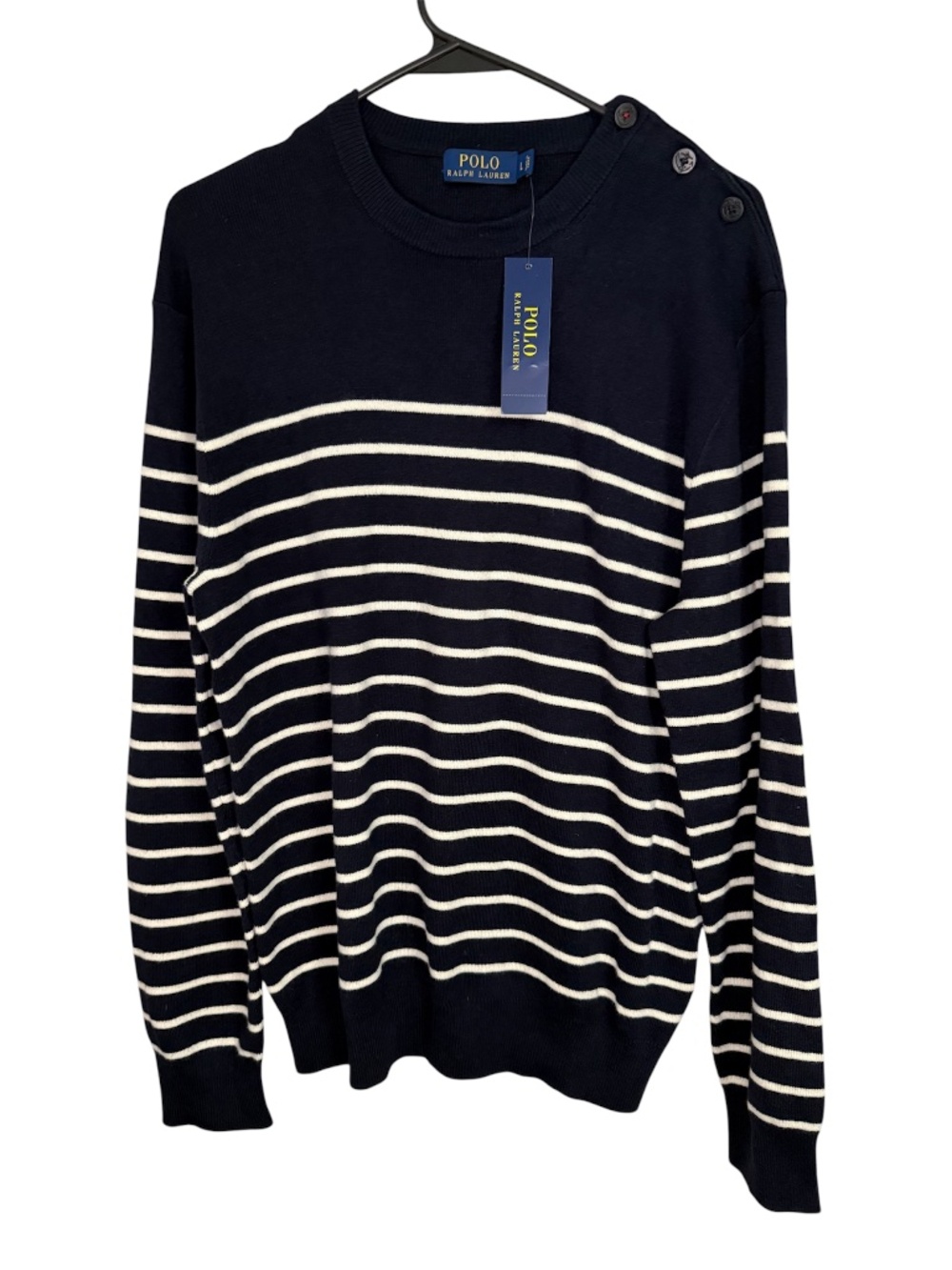 Polo Ralph Lauren Striped Crewneck  Blended 5% Cashmere &Cotton Pullover Men’s L